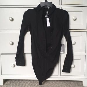 Express The Essential Shirt Button Down BodySuit